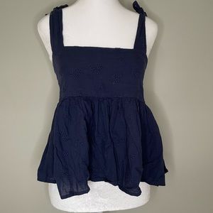 BP. 100% Cotton Navy Tank Top With Shoulder Ties S